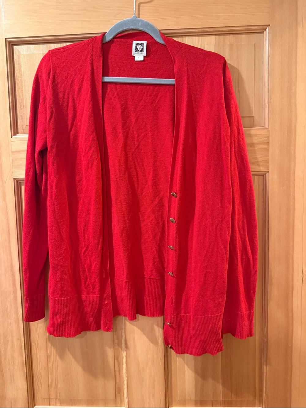 Anne Klein Vibrant Red Button-Front Cardigan